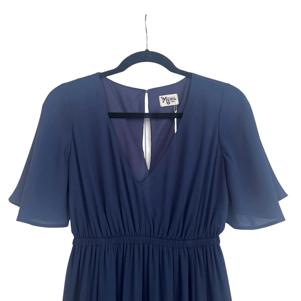 NWT Show Me Your MuMu Emily Empire Maxi Dress Navy Blue Sz S - Picture 4 of 9